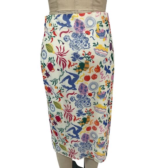 Lpa 'Giada' White Polyester Midi Skirt Size M - Picture 3 of 5